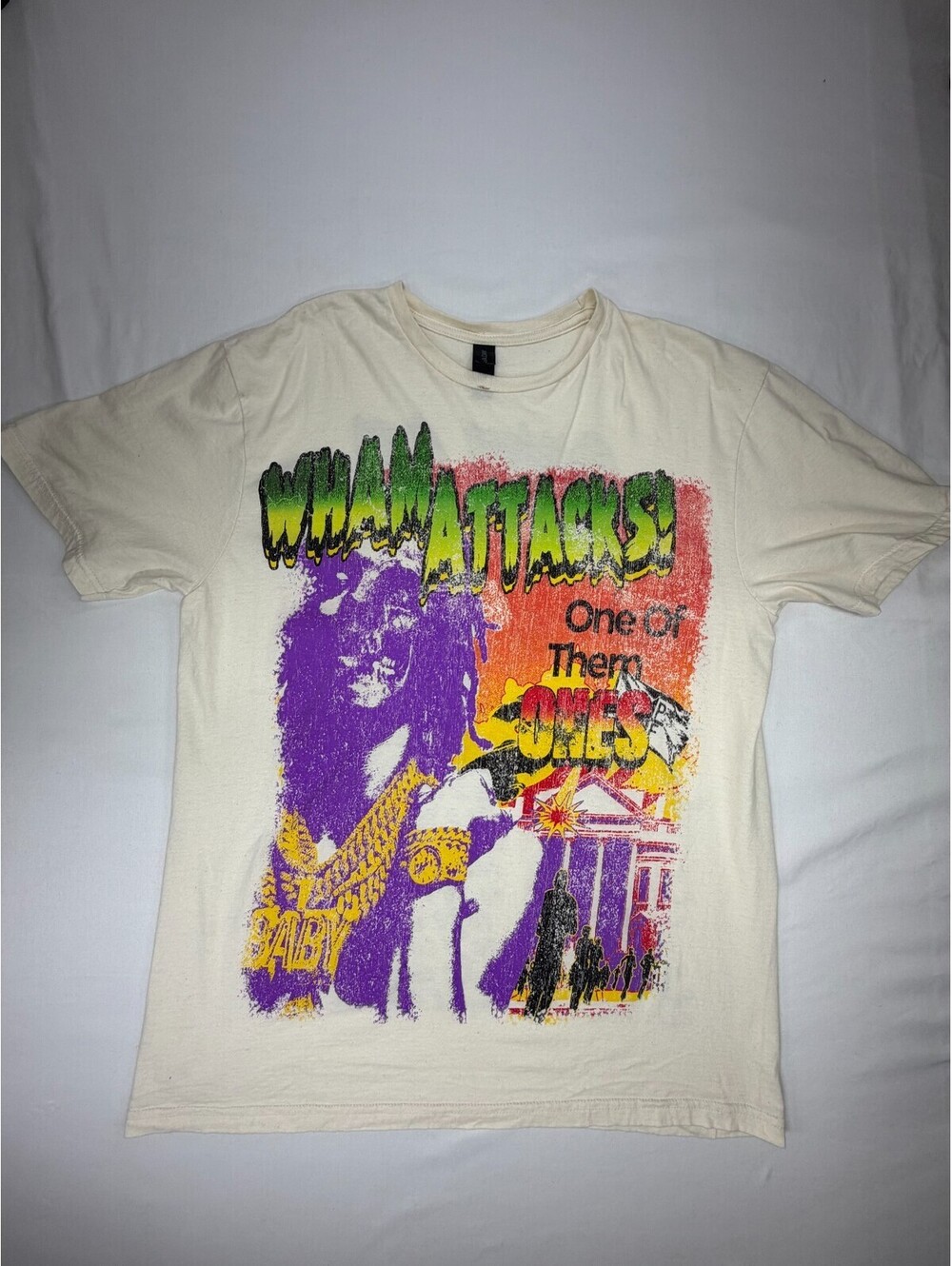 Gildan Men's T Shirt Short Sleeve Graphic Shirt Cotton Crew Neck Size L Beige